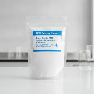 Qualidade OEM Fábrica Fornecer Grade Alimentar CMC Sódio Carboximetil Celulose Viscosidade 2000-5000 mPa.s para Estabilizador de Bebidas Fábrica